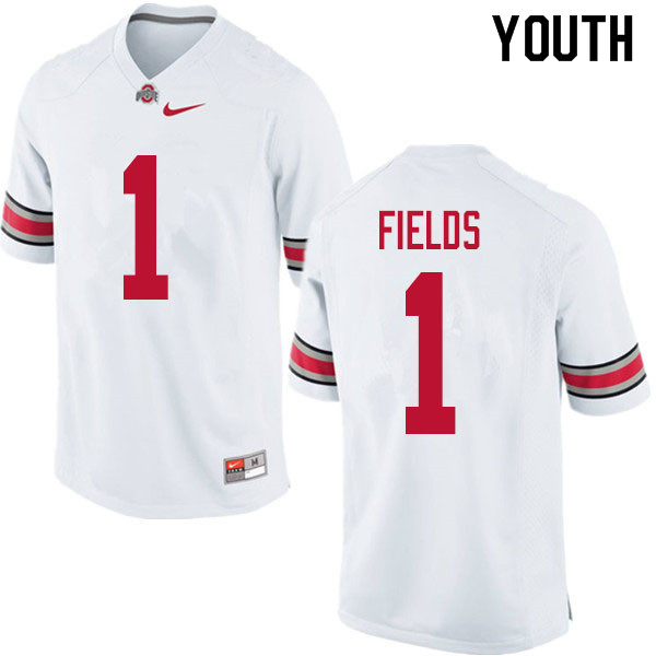 Ohio State Buckeyes Justin Fields Youth #1 White Authentic Stitched College Football Jersey